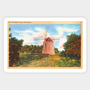 Old Windmill, Cape Cod, Mass postcard Sticker